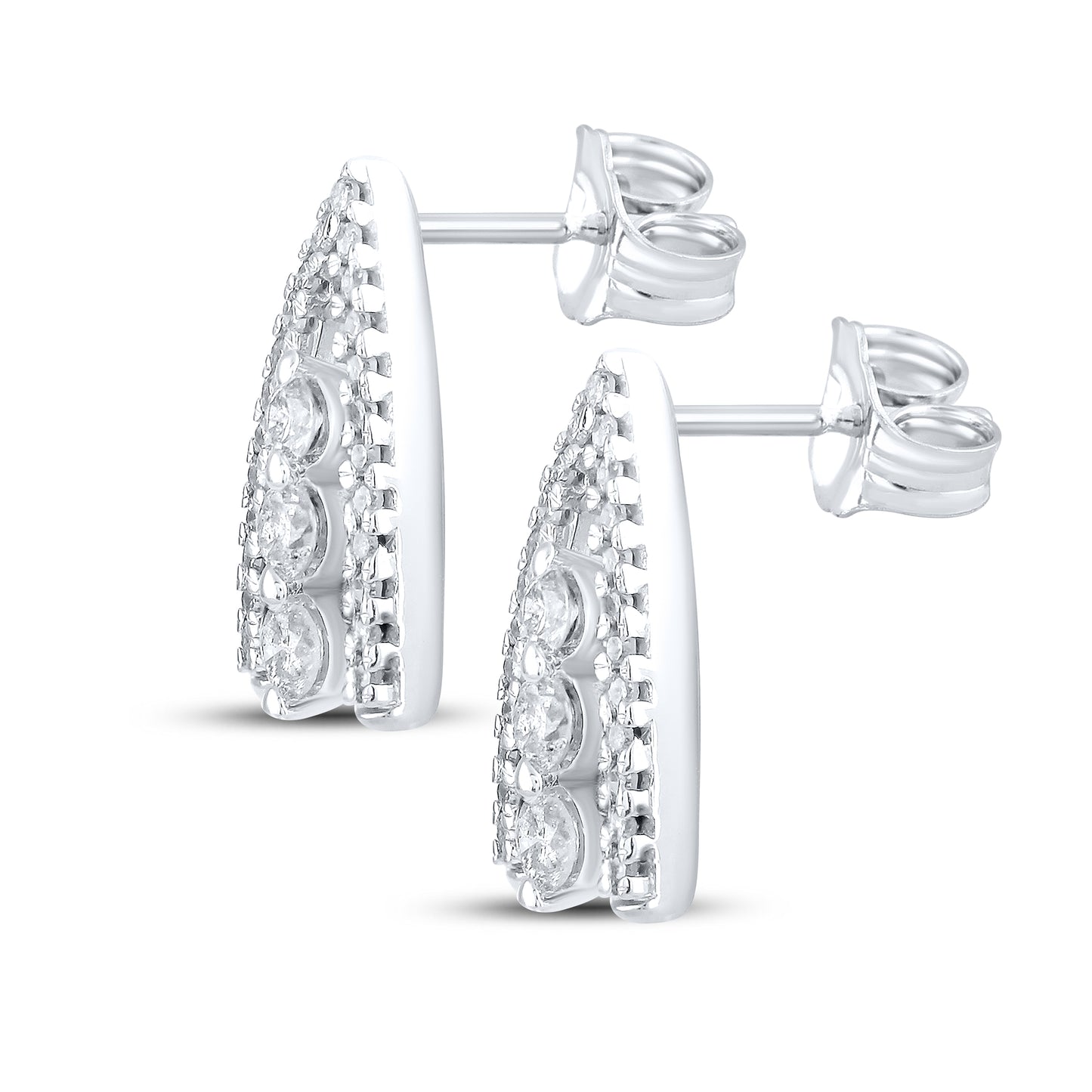 14kt White Gold 0.40 CTW Natural Diamond Hoops