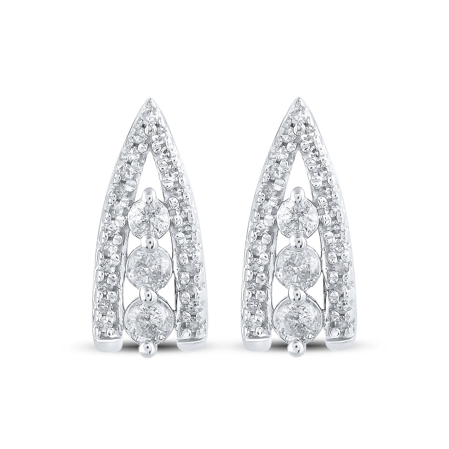 14kt White Gold 0.40 CTW Natural Diamond Hoops