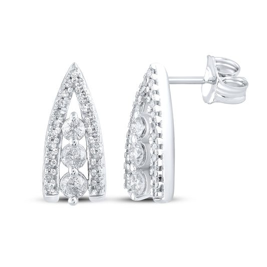 14kt White Gold 0.40 CTW Natural Diamond Hoops
