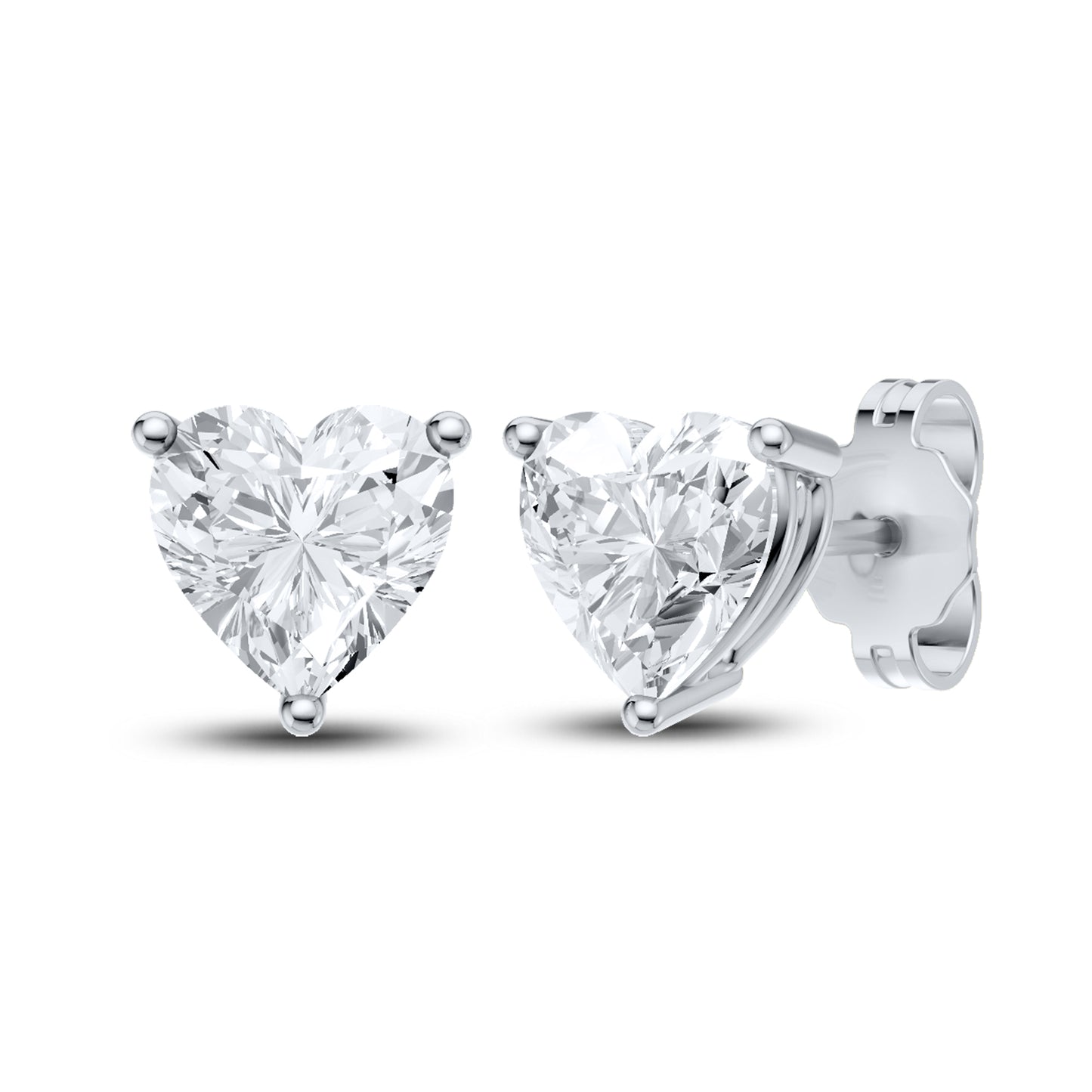 14kt White Gold 2.10 Heart Lab Diamond Earring