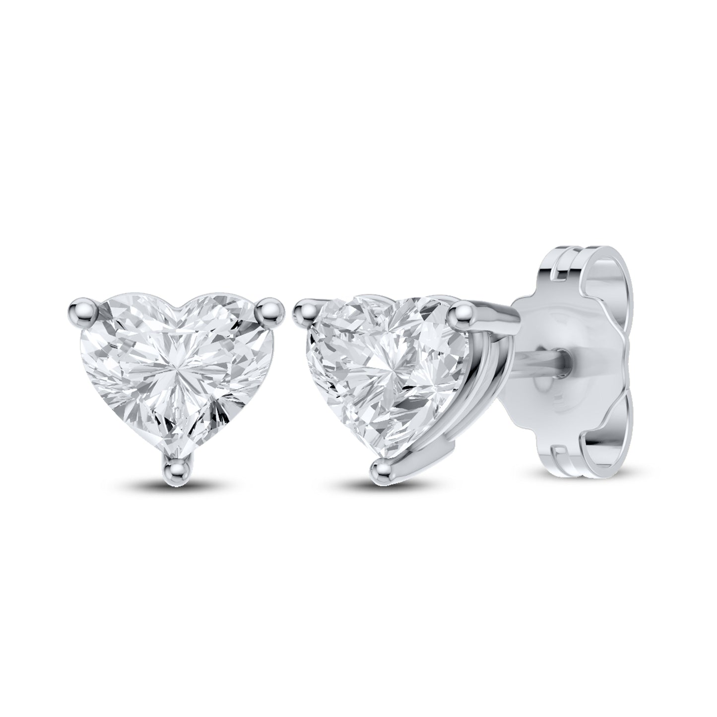 14kt White Gold 1 CTW Heart Lab Diamond Earring