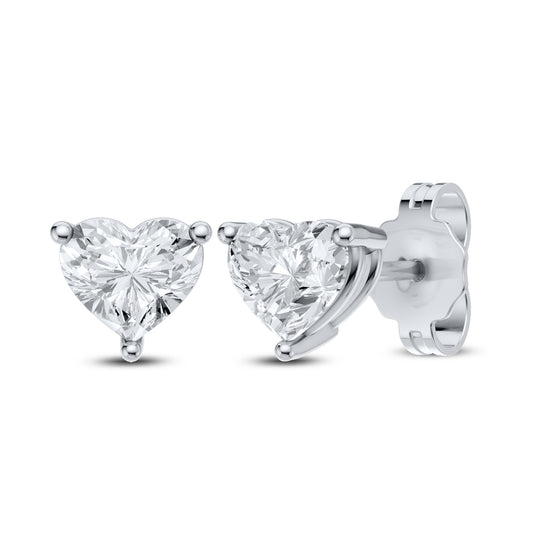 14kt White Gold 1 CTW Heart Lab Diamond Earring