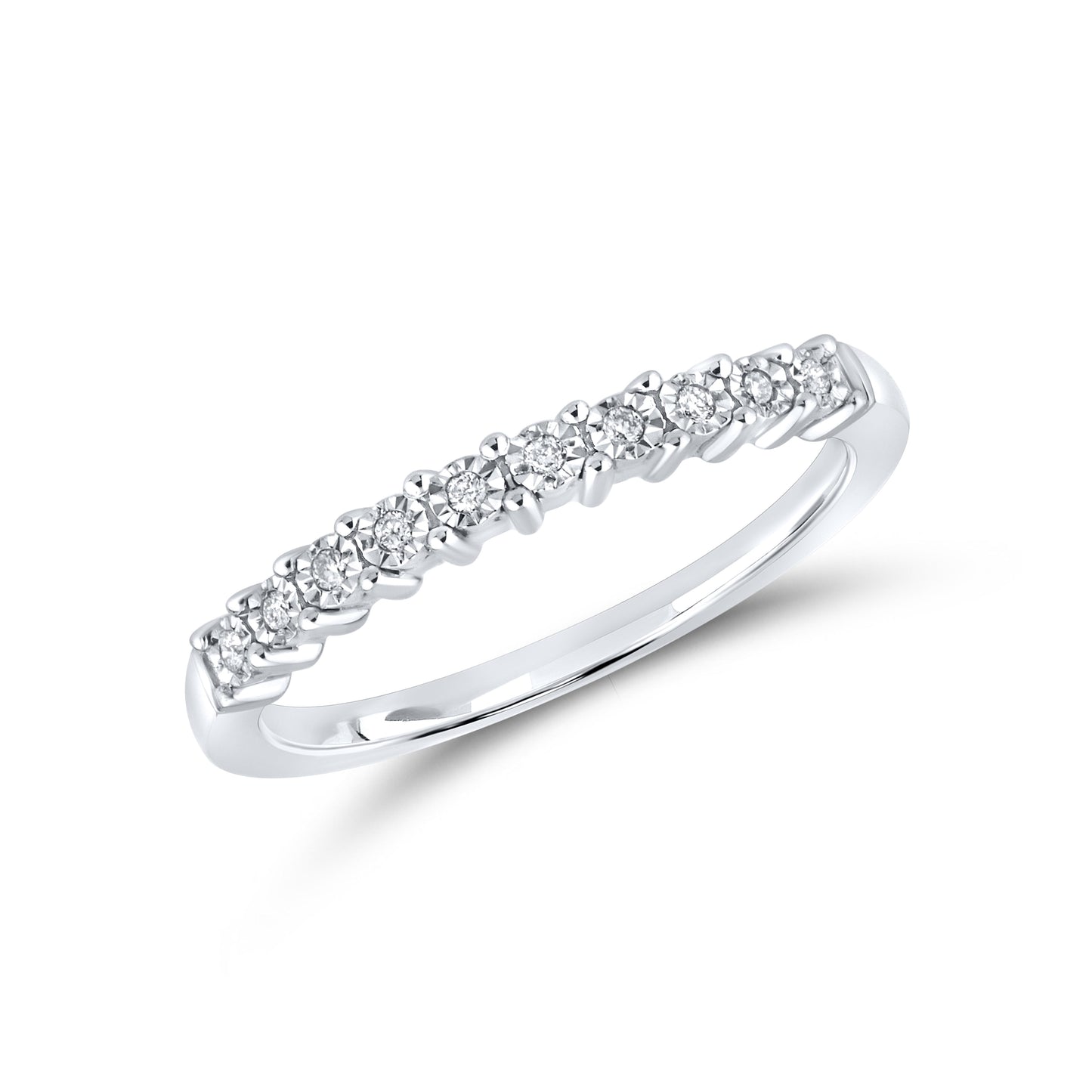 10kt White Gold 0.05 CTW Natural Diamond Band