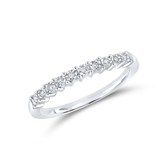 10kt White Gold 0.05 CTW Natural Diamond Band
