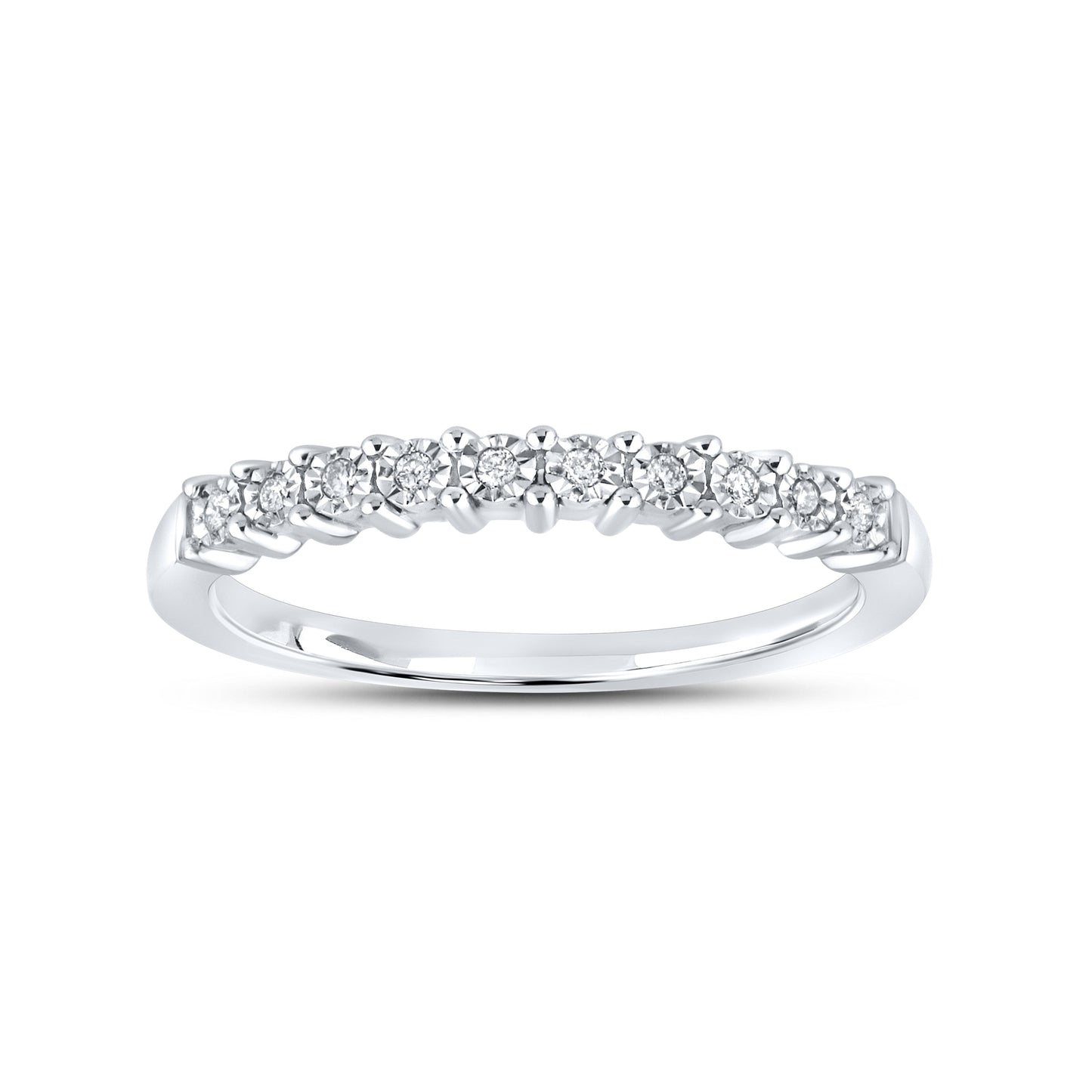 10kt White Gold 0.05 CTW Natural Diamond Band
