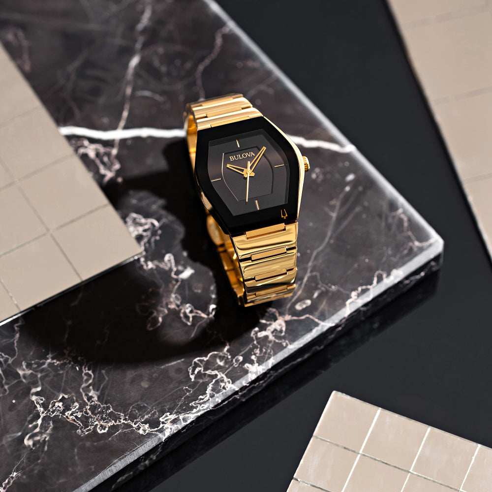 Men's Bulova Large Gemini Futuro Gold-Tone Stainless Steel Bracelet Watch | 40mm | 97A164