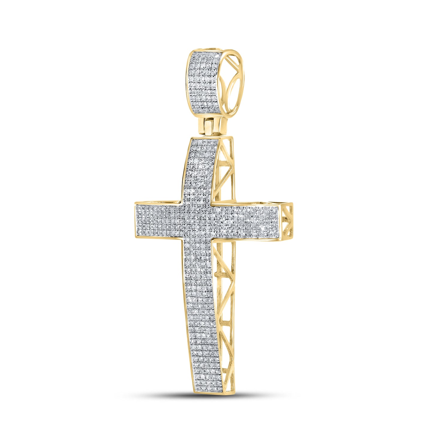 10k Yellow Gold 0.98 CTW Diamond Cross Charm