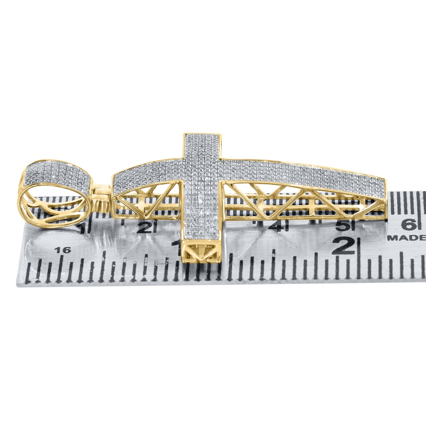10k Yellow Gold 0.98 CTW Diamond Cross Charm