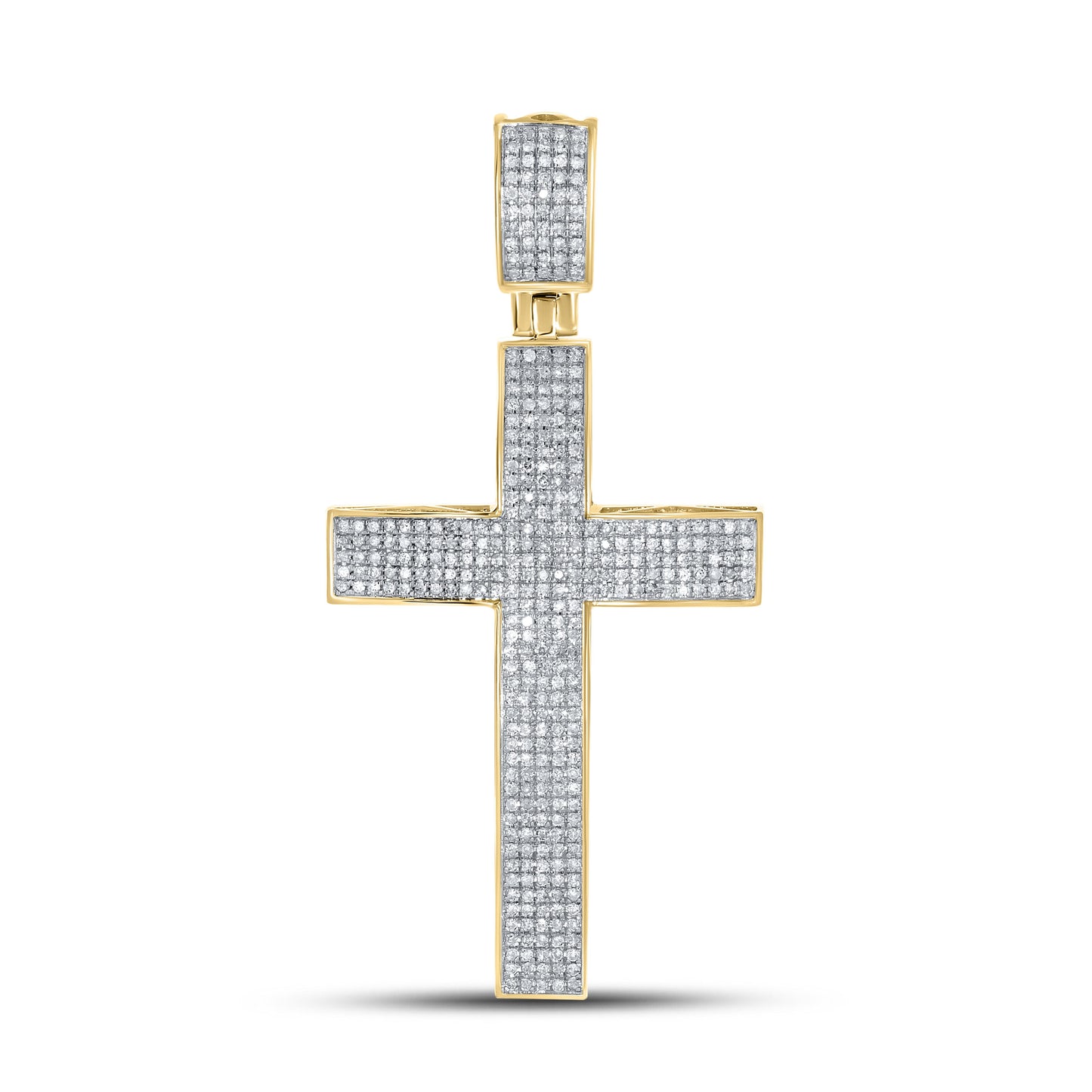 10k Yellow Gold 0.98 CTW Diamond Cross Charm