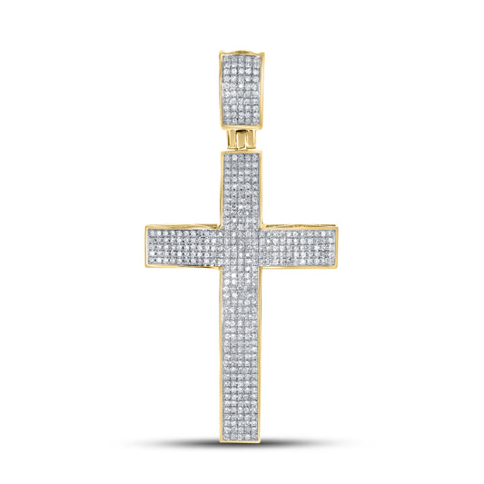 10k Yellow Gold 0.98 CTW Diamond Cross Charm