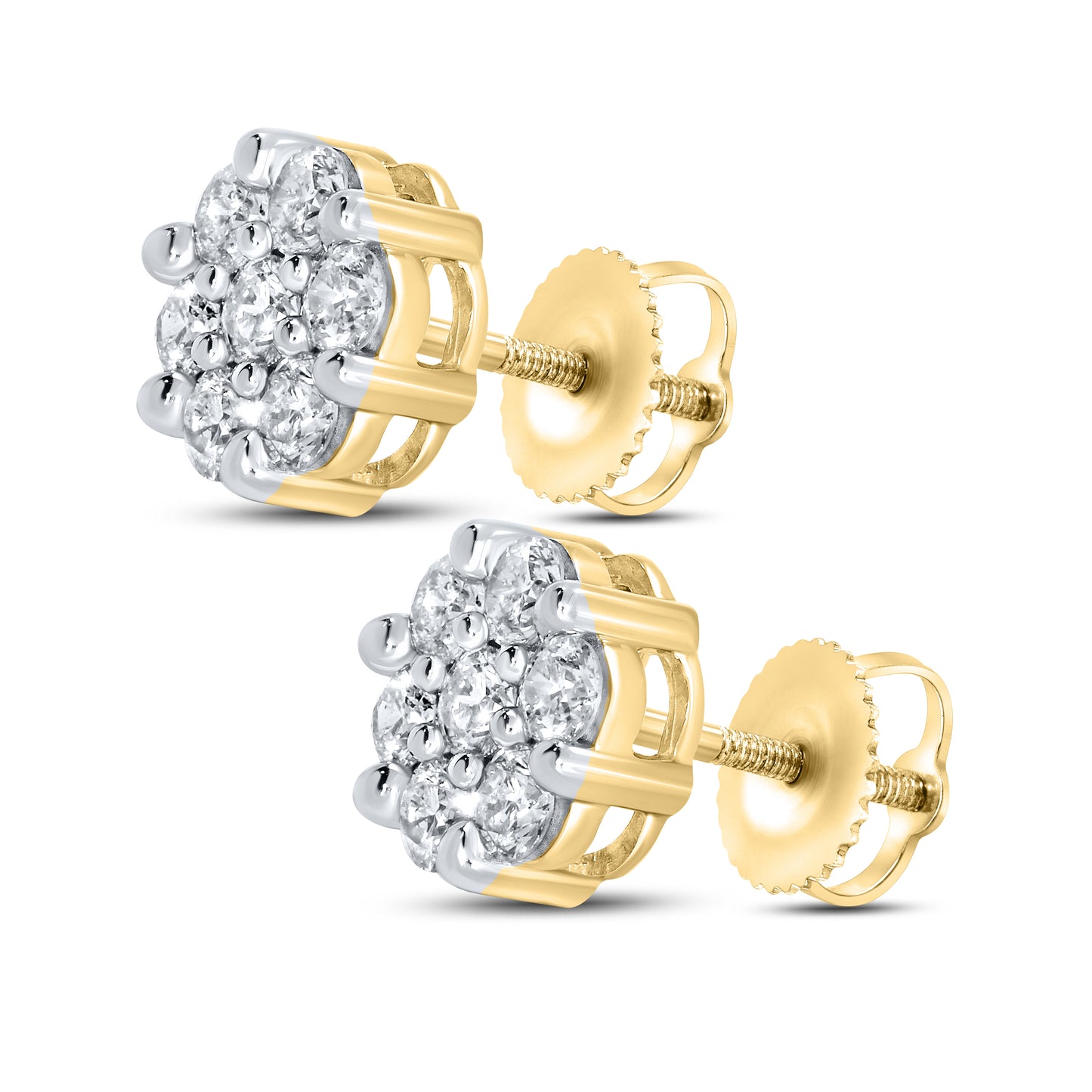 10kt Yellow Gold 1 CTW Natural Diamond Earrings