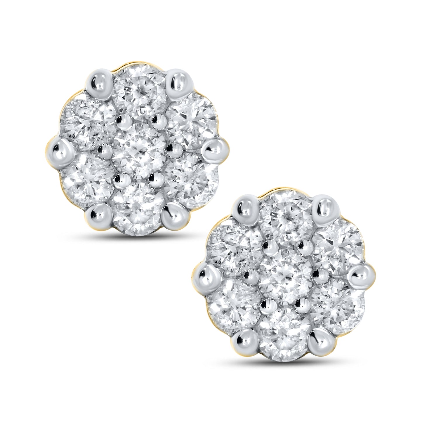 10kt Yellow Gold 1 CTW Natural Diamond Earrings