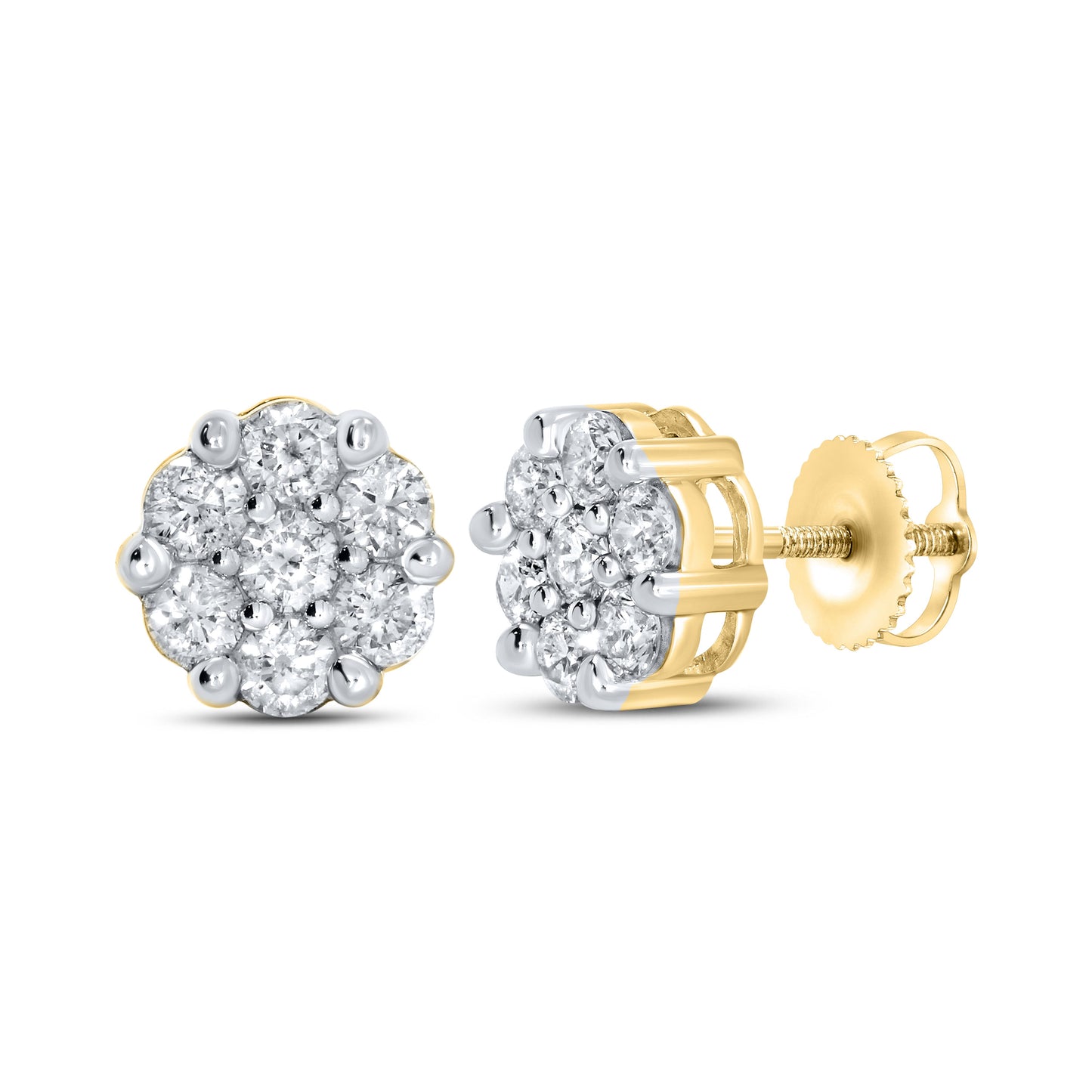 10kt Yellow Gold 1 CTW Natural Diamond Earrings