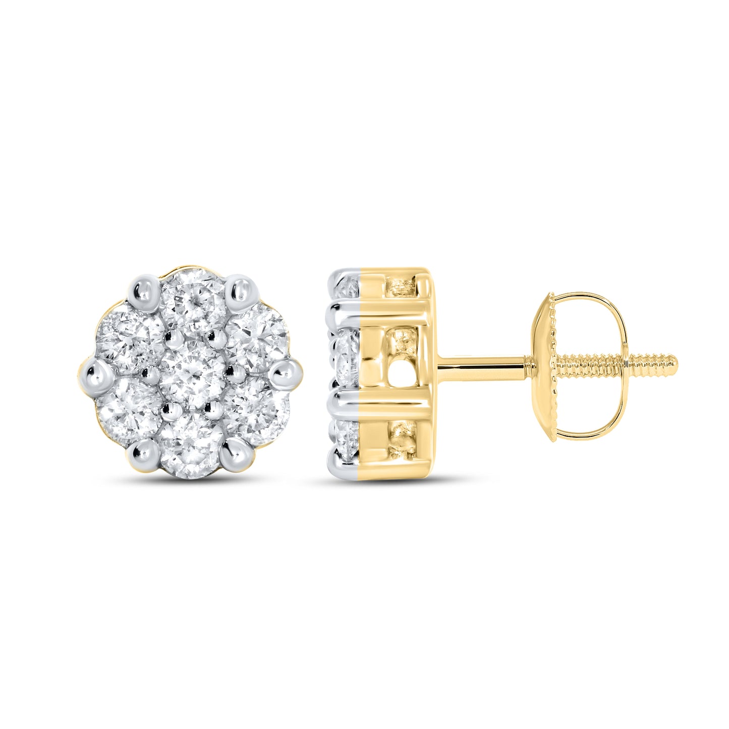 10kt Yellow Gold 1 CTW Natural Diamond Earrings