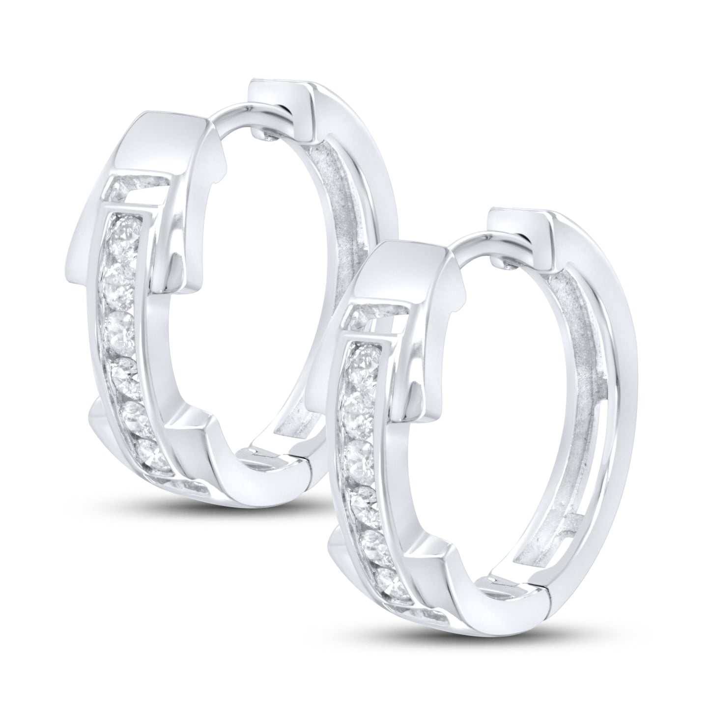 10kt Whit Gold 0.26 CTW Natural Diamond Hoops