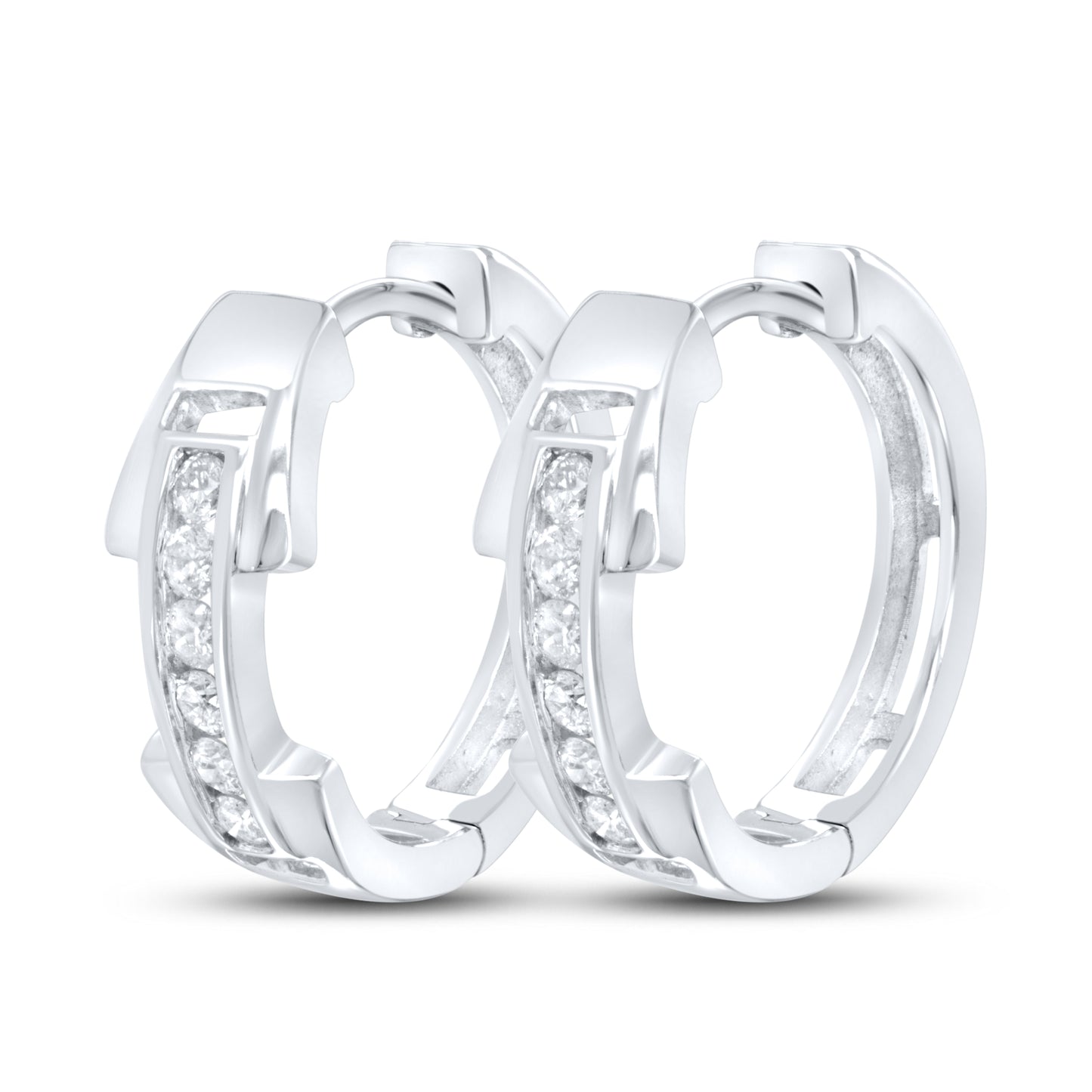 10kt Whit Gold 0.26 CTW Natural Diamond Hoops