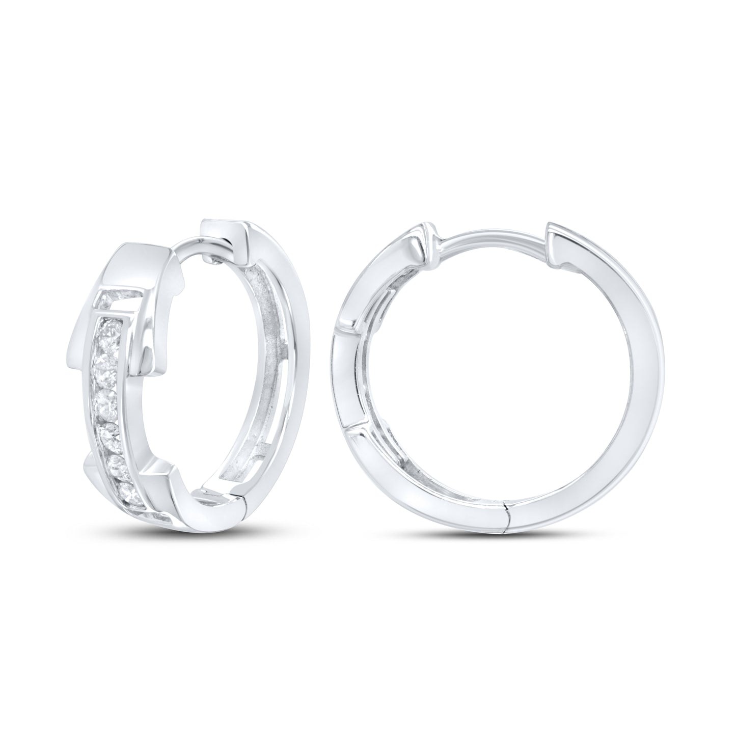 10kt Whit Gold 0.26 CTW Natural Diamond Hoops
