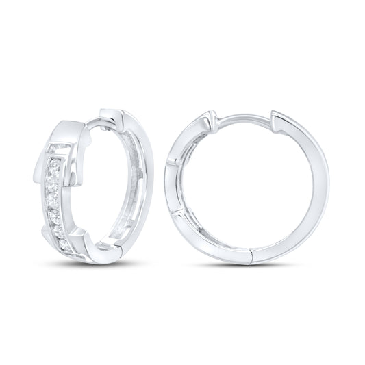 10kt Whit Gold 0.26 CTW Natural Diamond Hoops
