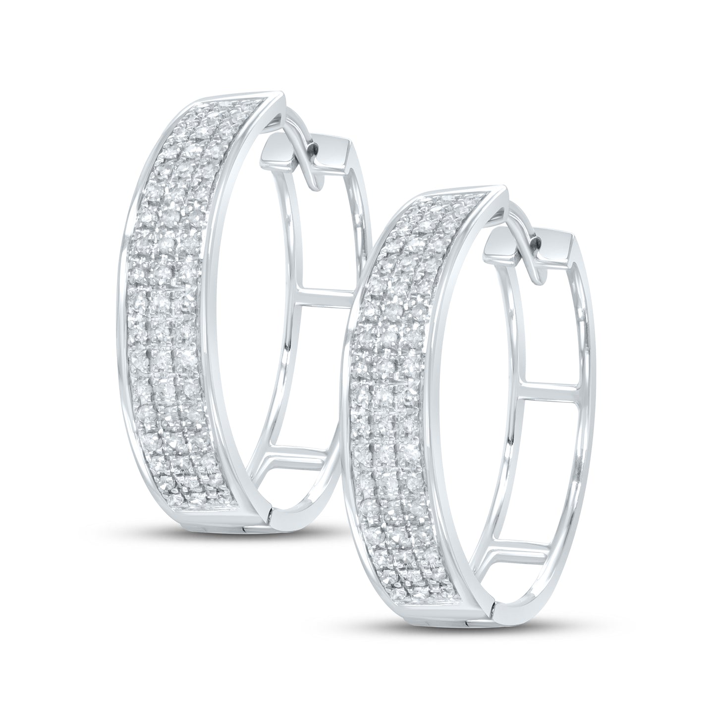 10kt White Gold 0.33 CTW Natural Diamond Hoops