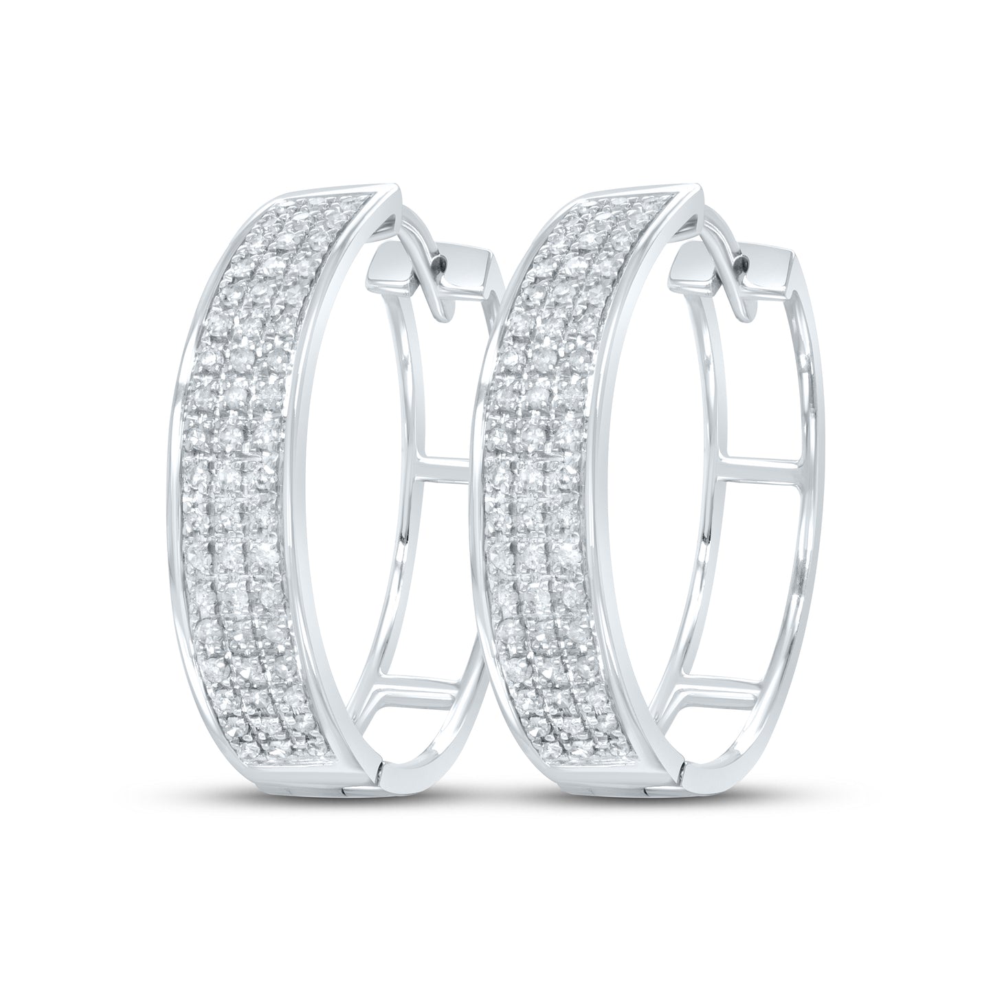 10kt White Gold 0.33 CTW Natural Diamond Hoops