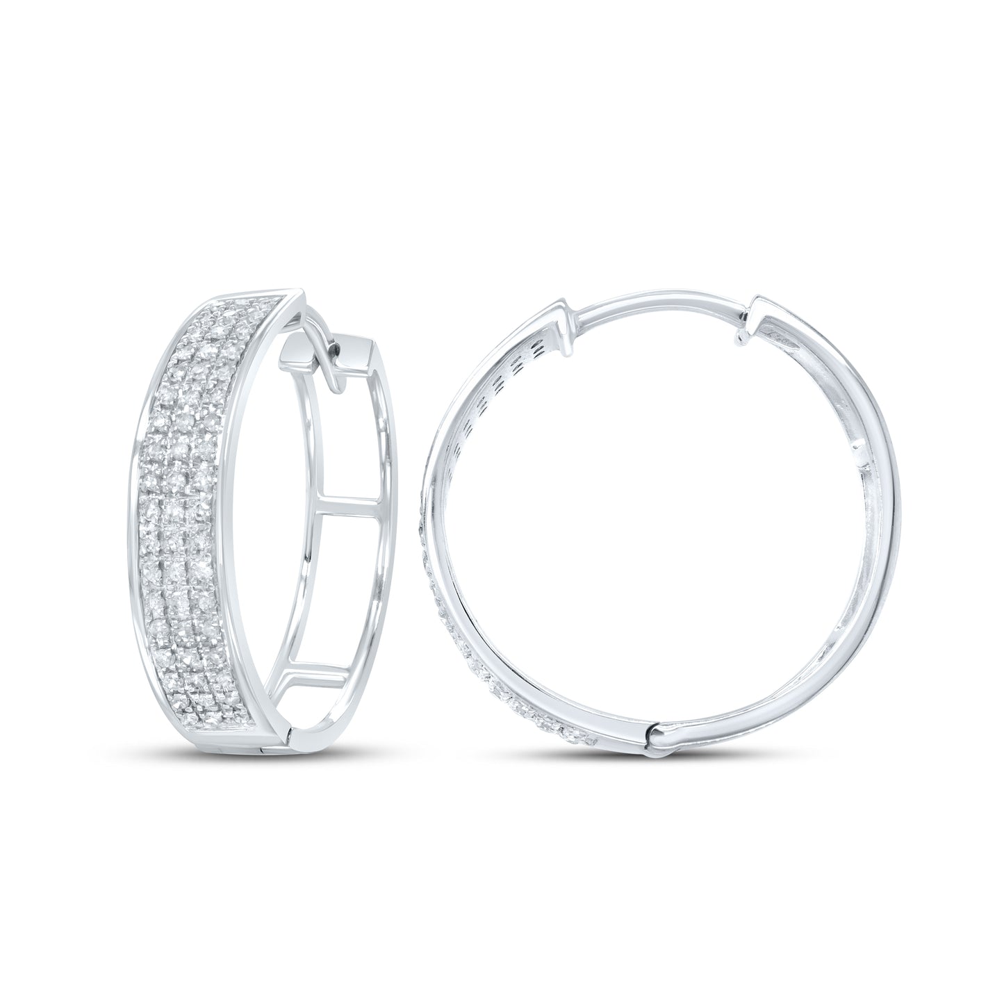 10kt White Gold 0.33 CTW Natural Diamond Hoops