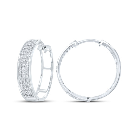 10kt White Gold 0.33 CTW Natural Diamond Hoops
