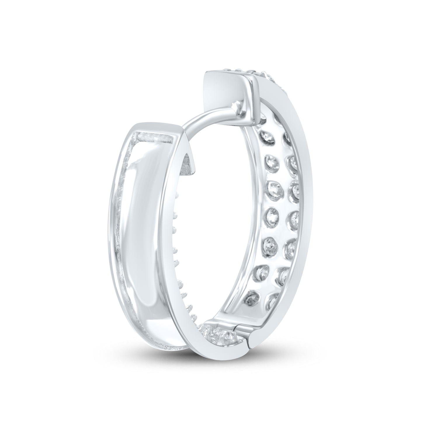 10kt White Gold 0.47 CTW Natural Diamond Hoops