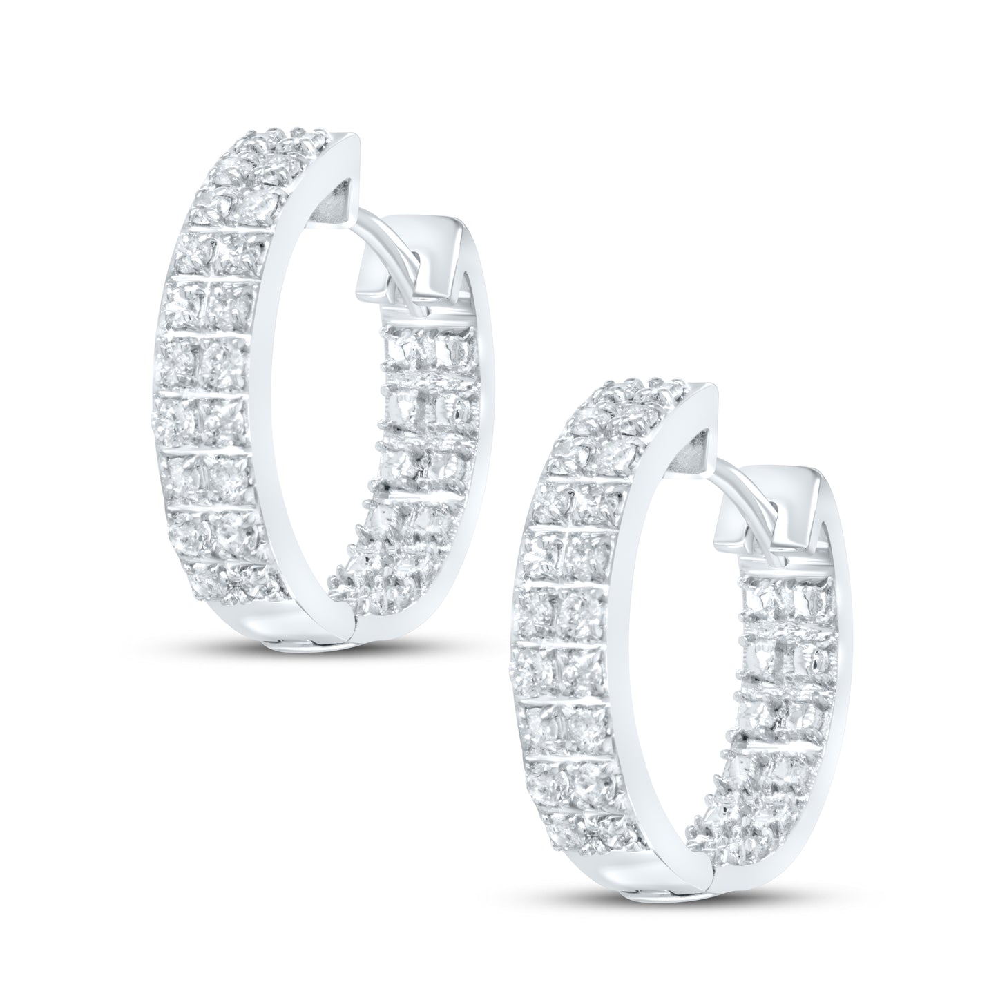 10kt White Gold 0.47 CTW Natural Diamond Hoops