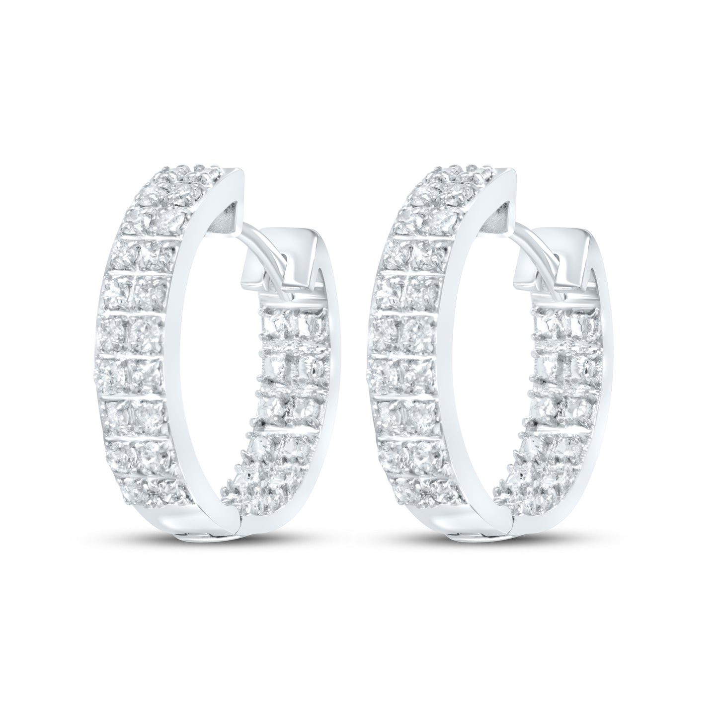10kt White Gold 0.47 CTW Natural Diamond Hoops