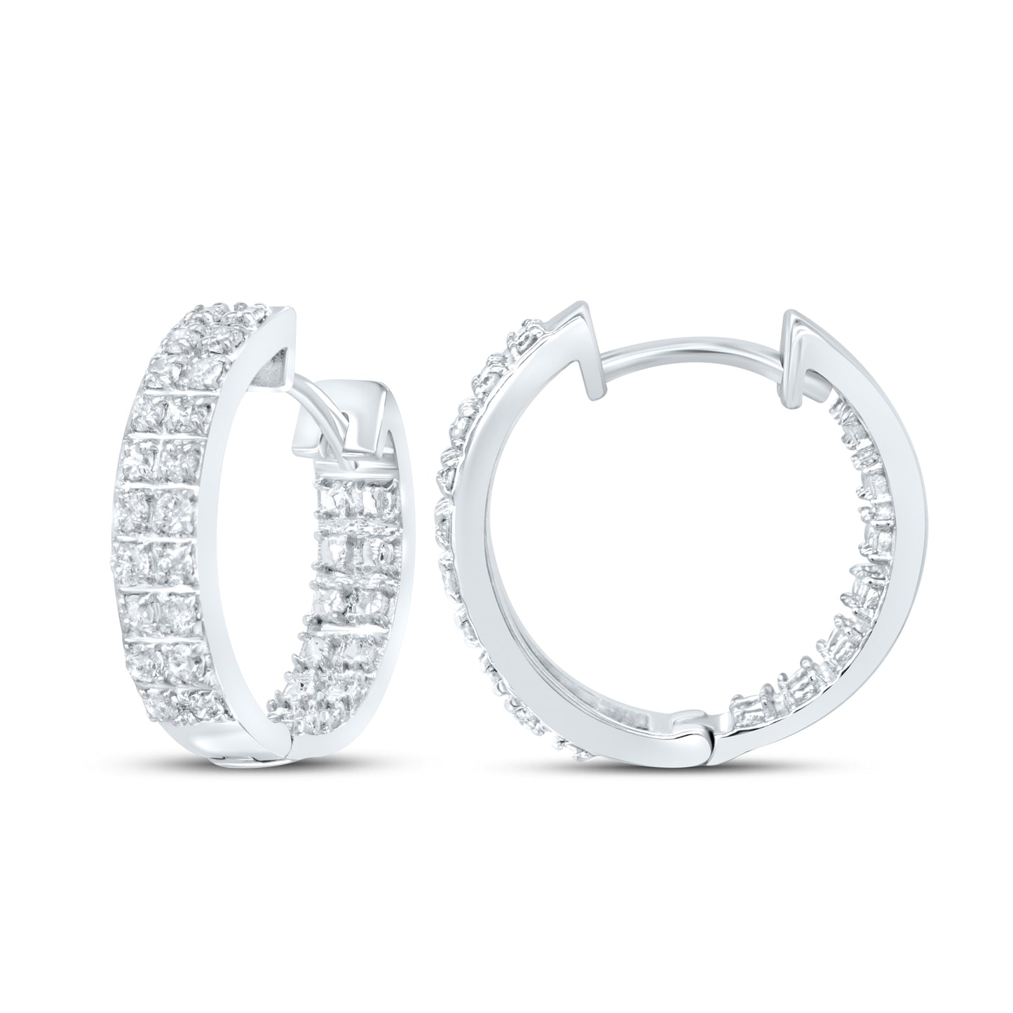 10kt White Gold 0.47 CTW Natural Diamond Hoops