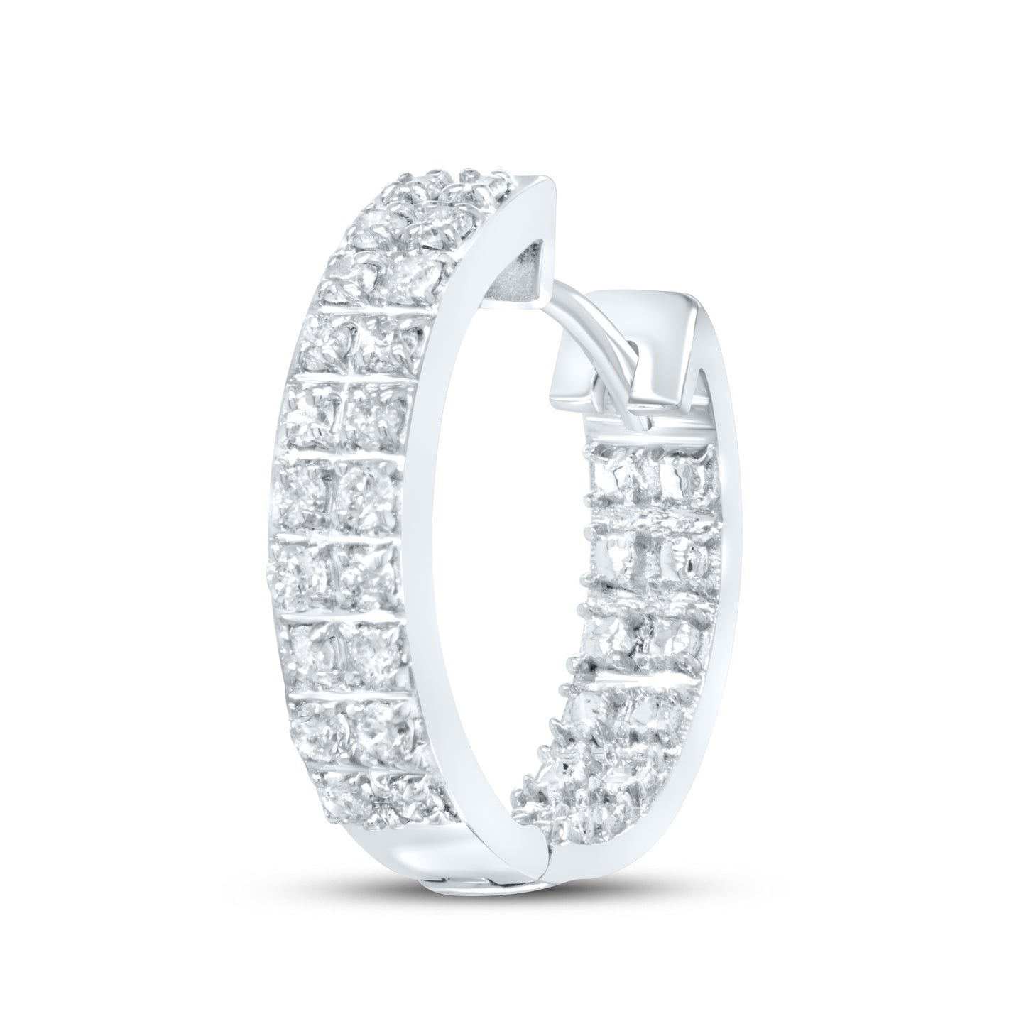 10kt White Gold 0.47 CTW Natural Diamond Hoops