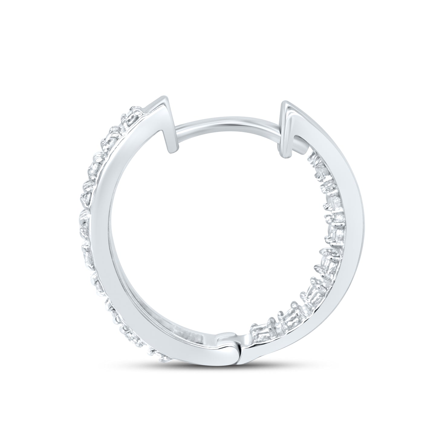 10kt White Gold 0.47 CTW Natural Diamond Hoops