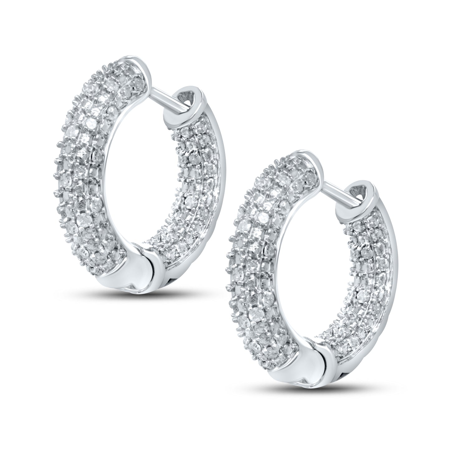 10kt white gold 0.61ctw Diamond Hoops