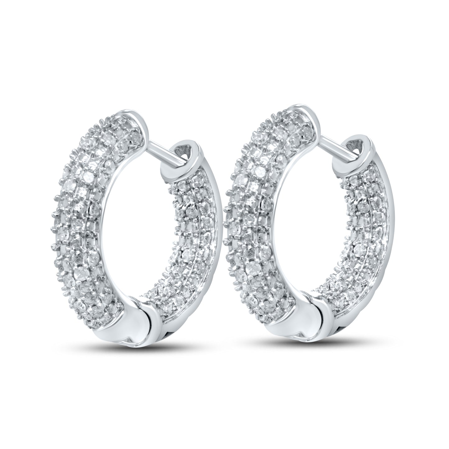 10kt white gold 0.61ctw Diamond Hoops
