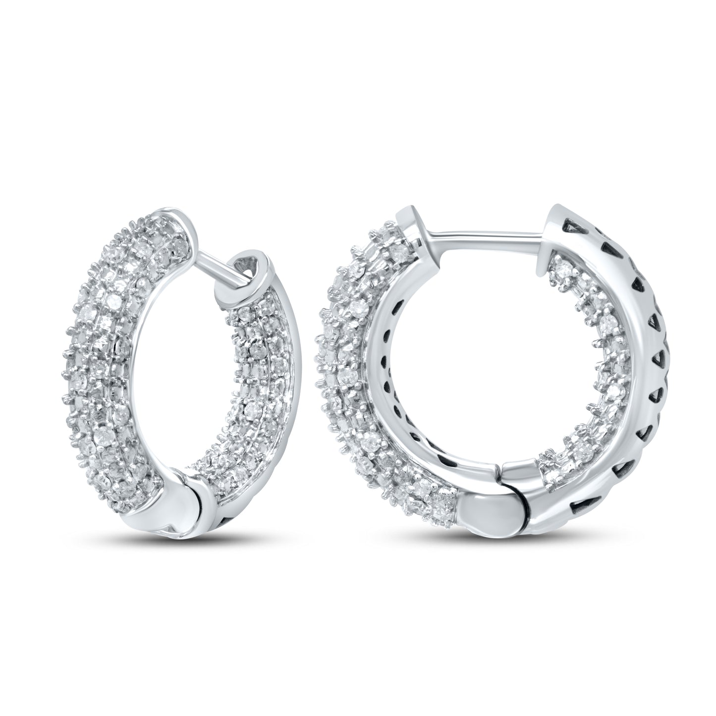 10kt white gold 0.61ctw Diamond Hoops
