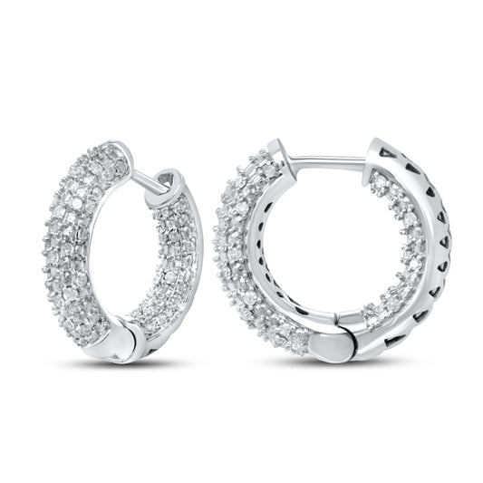 10kt white gold 0.61ctw Diamond Hoops