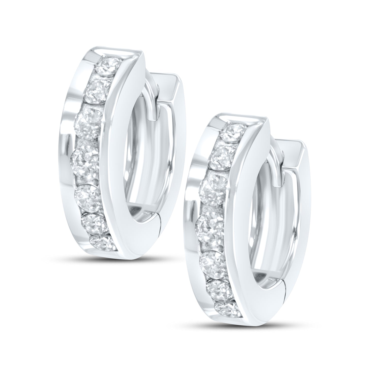 10kt White Gold 0.29 CTW Natural Diamond Hoops
