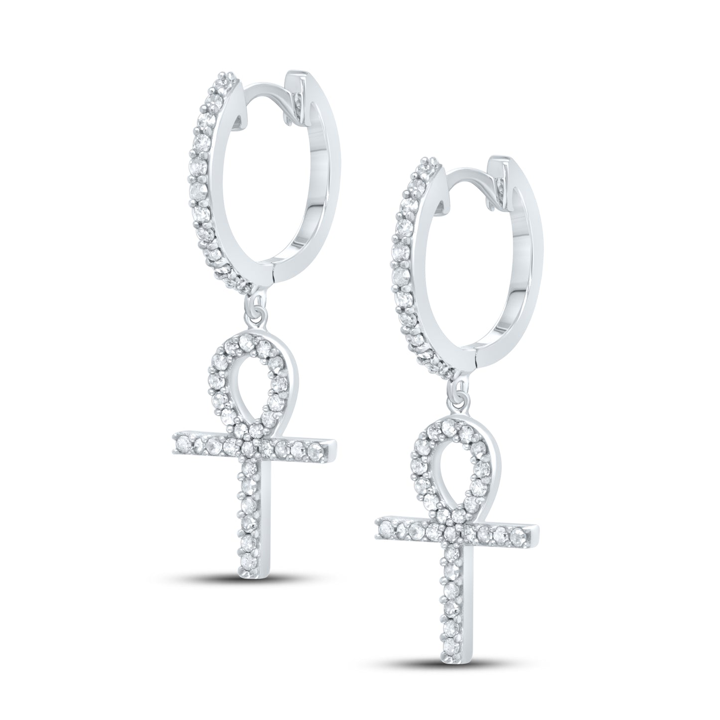 10kt White Gold 0.43 CTW Natural Diamond Hoops
