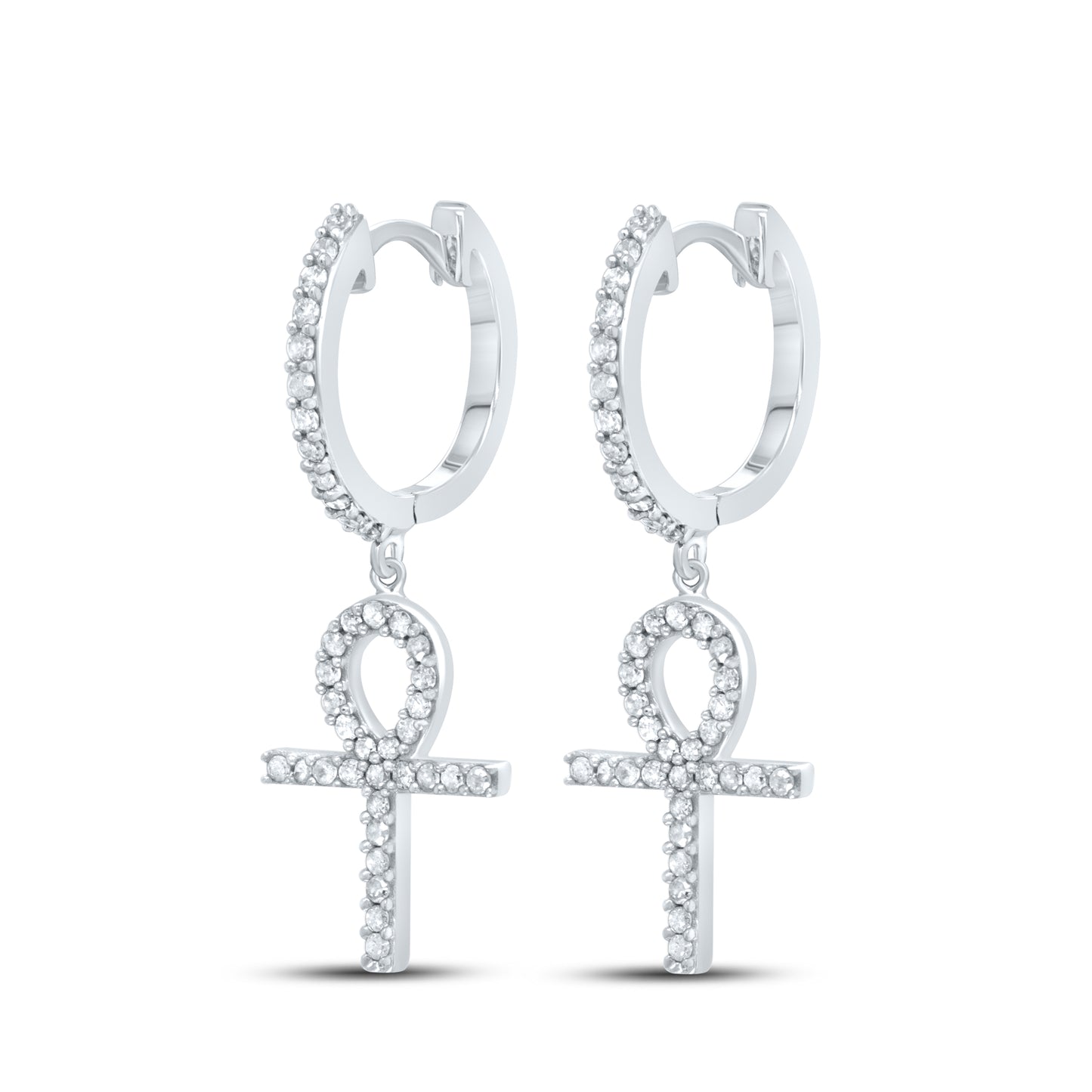 10kt White Gold 0.43 CTW Natural Diamond Hoops