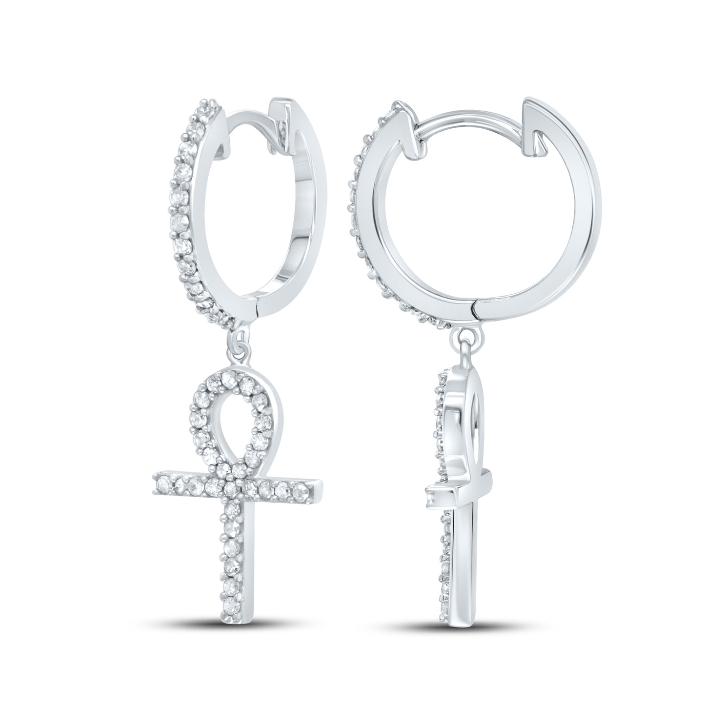 10kt White Gold 0.43 CTW Natural Diamond Hoops