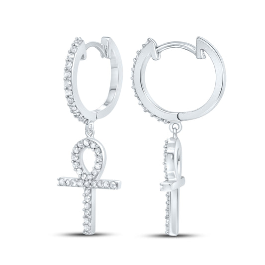 10kt White Gold 0.43 CTW Natural Diamond Hoops