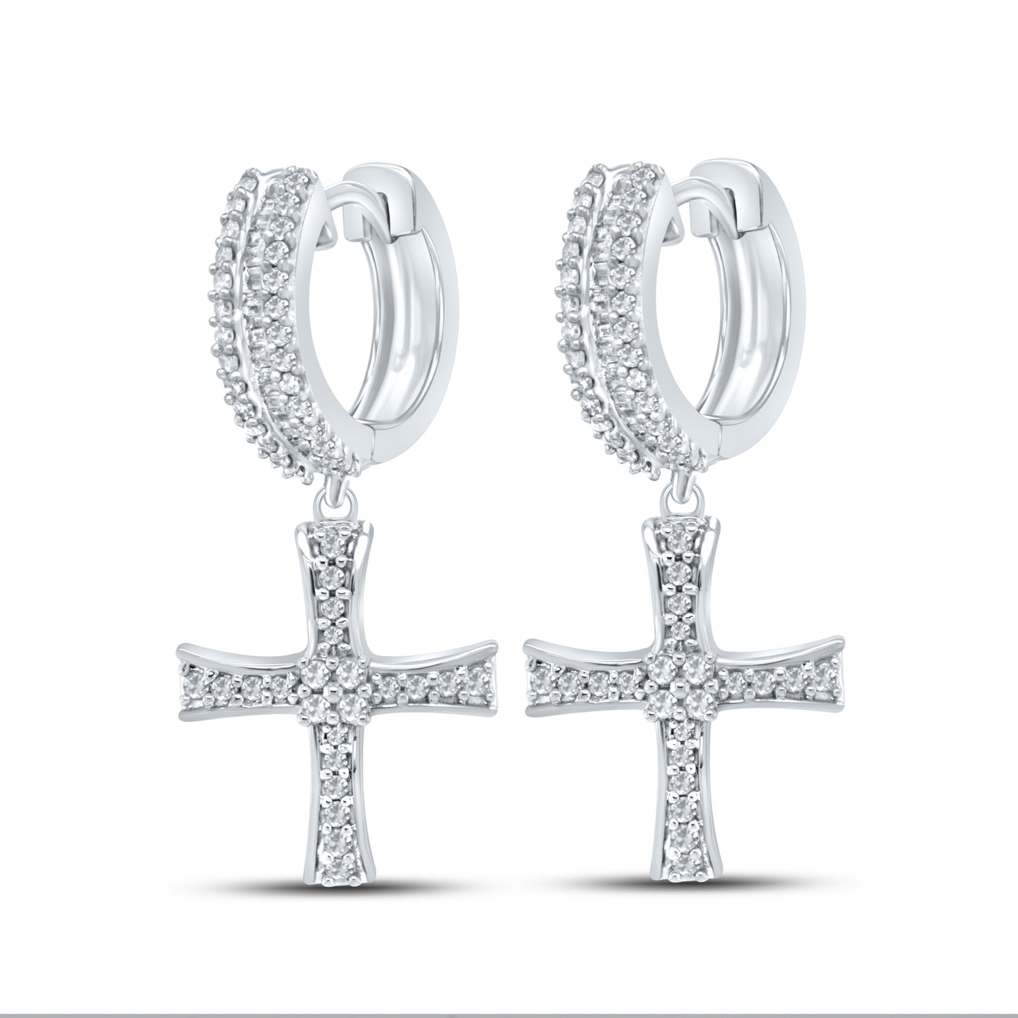 10kt White Gold 0.64 CTW Natural Diamond Hoops