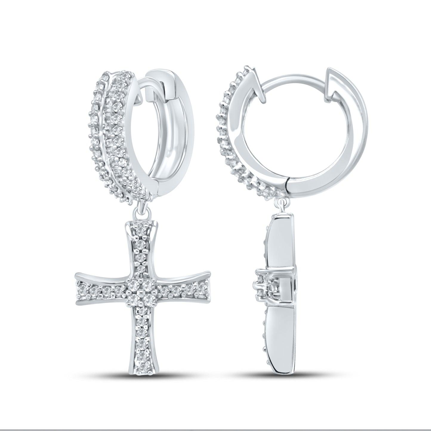 10kt White Gold 0.64 CTW Natural Diamond Hoops