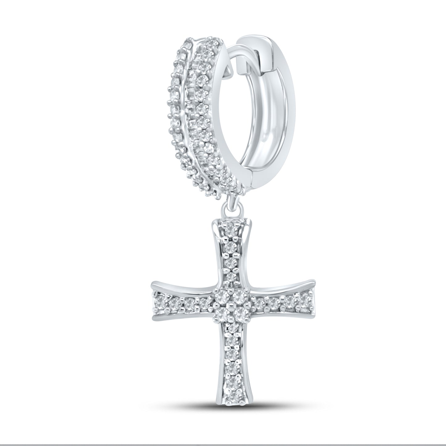 10kt White Gold 0.64 CTW Natural Diamond Hoops
