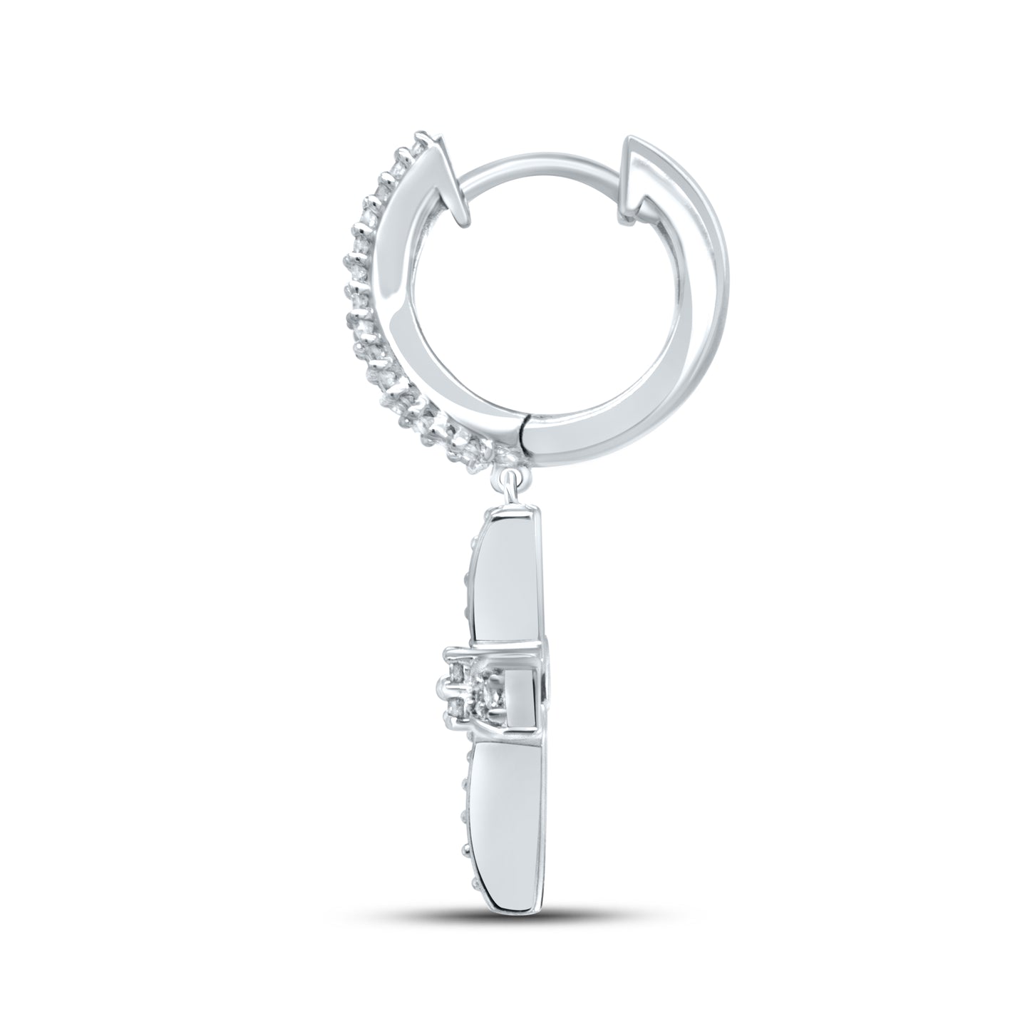 10kt White Gold 0.64 CTW Natural Diamond Hoops