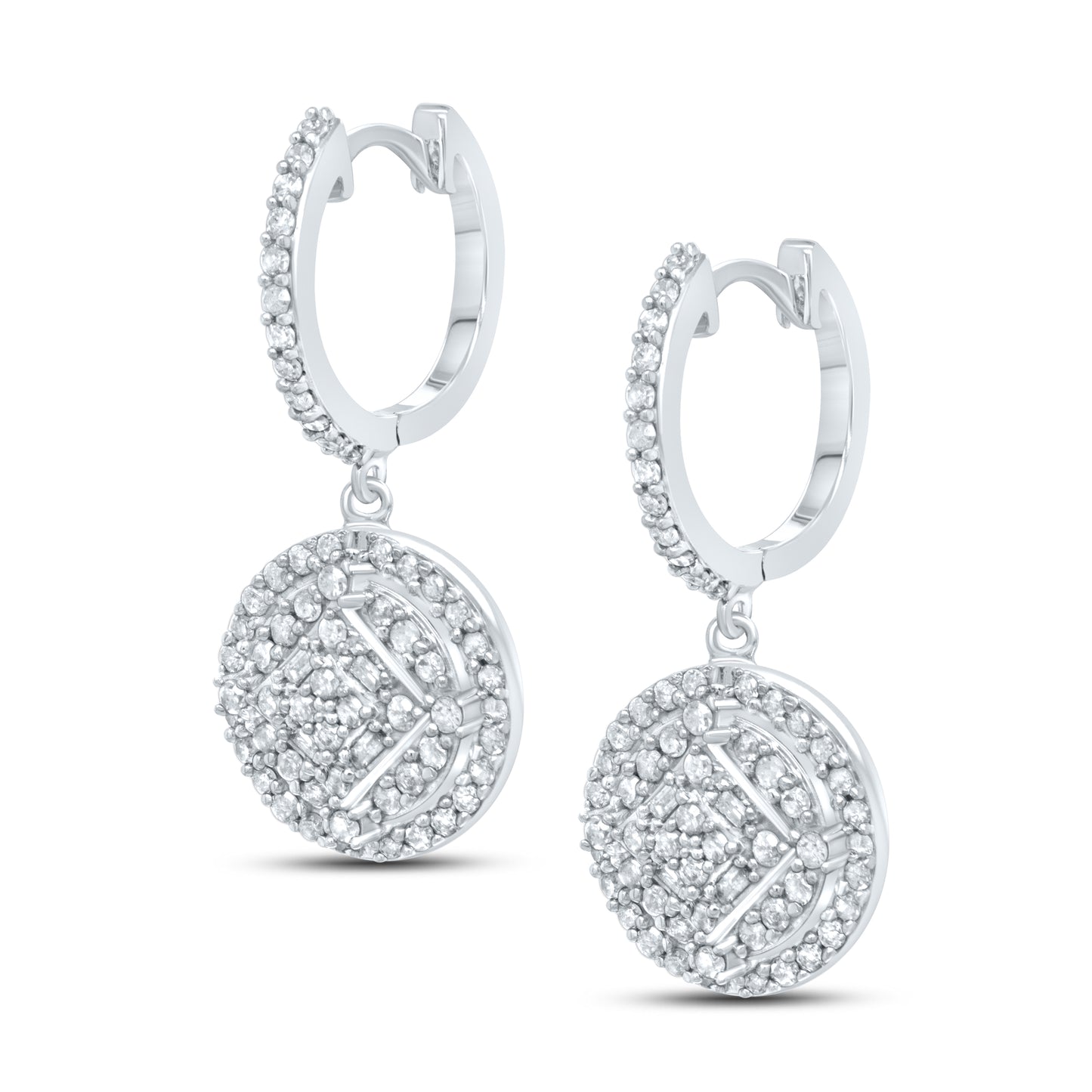 10kt White Gold 0.76 CTW Natural Diamond Hoops