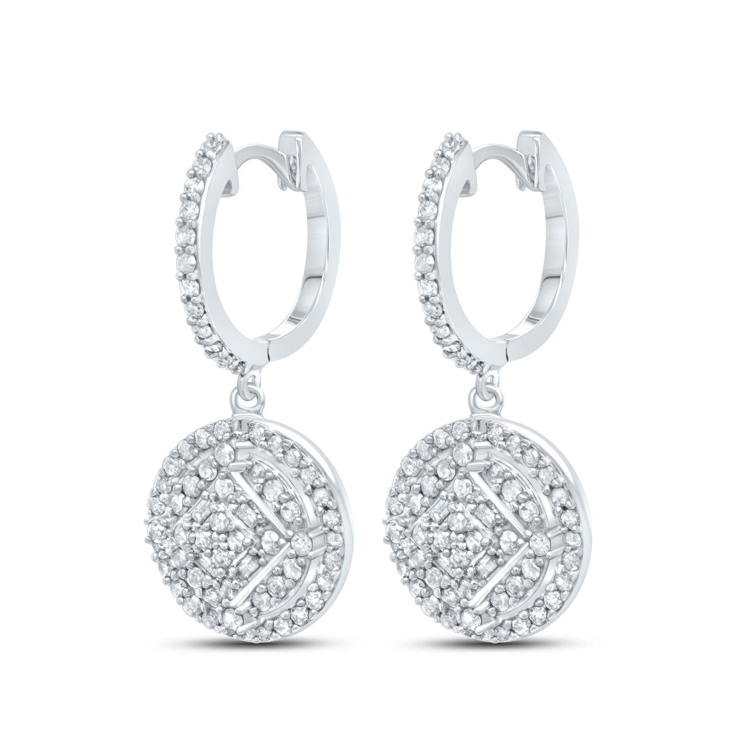 10kt White Gold 0.76 CTW Natural Diamond Hoops