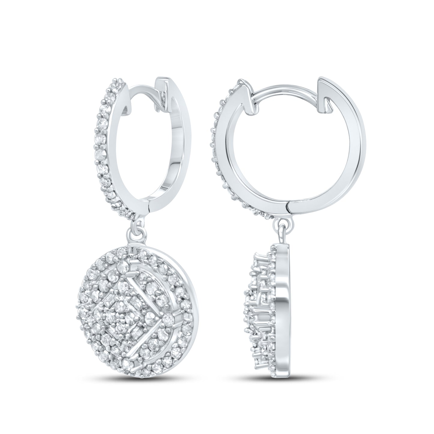 10kt White Gold 0.76 CTW Natural Diamond Hoops