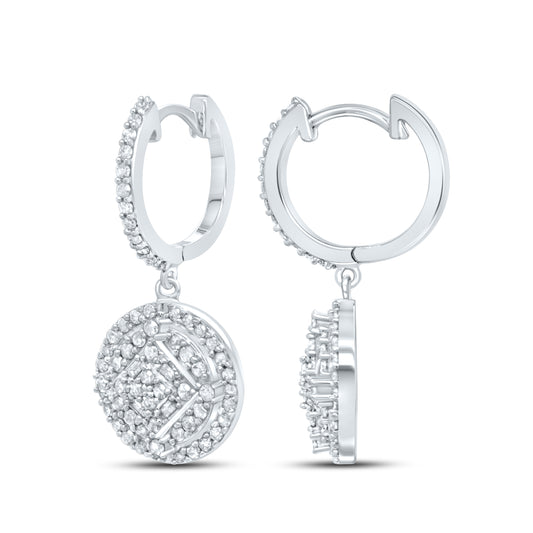 10kt White Gold 0.76 CTW Natural Diamond Hoops