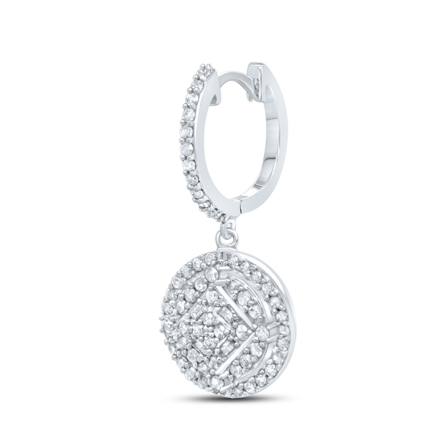 10kt White Gold 0.76 CTW Natural Diamond Hoops